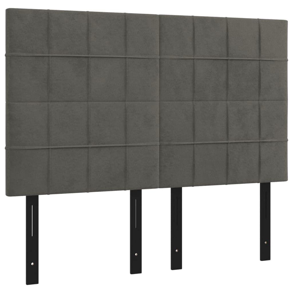 Vidaxl Led Headboard, Upholstered Headboard For Bed Home, Bed Headboard With Led Light, Bedroom Furniture, Dark Gray 56.7"X2"X46.5"/50.4" Velvet